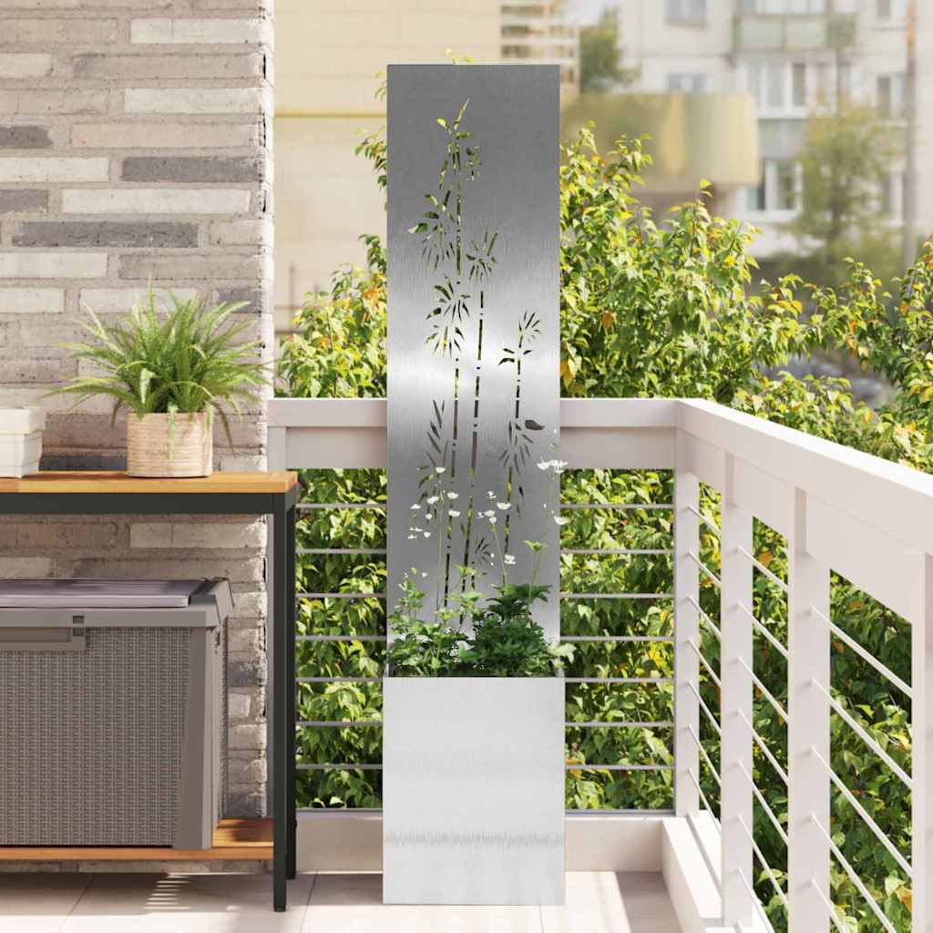 Jardinier avec Panneau Décoratif Argent 32 x 140 cm - XIOS