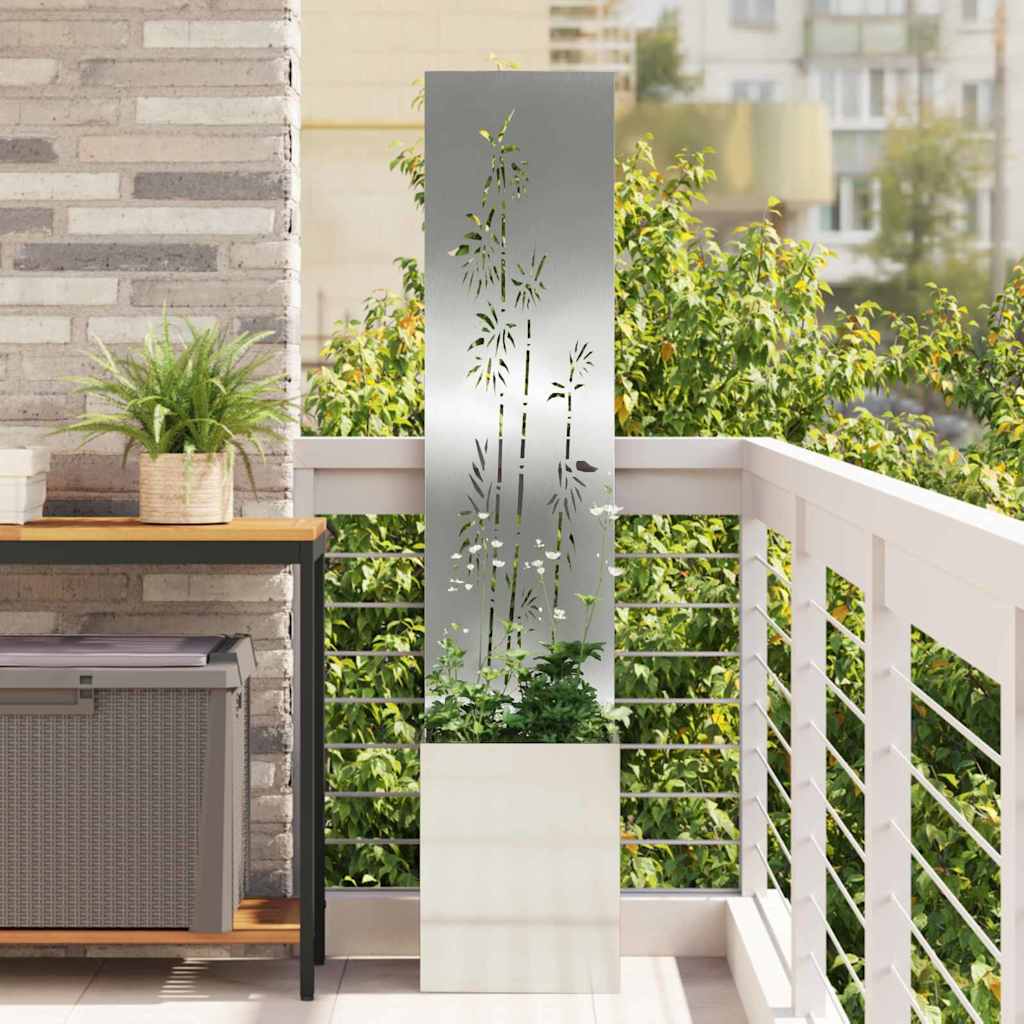 Jardinier avec Panneau Décoratif Argent 32 x 140 cm - XIOS