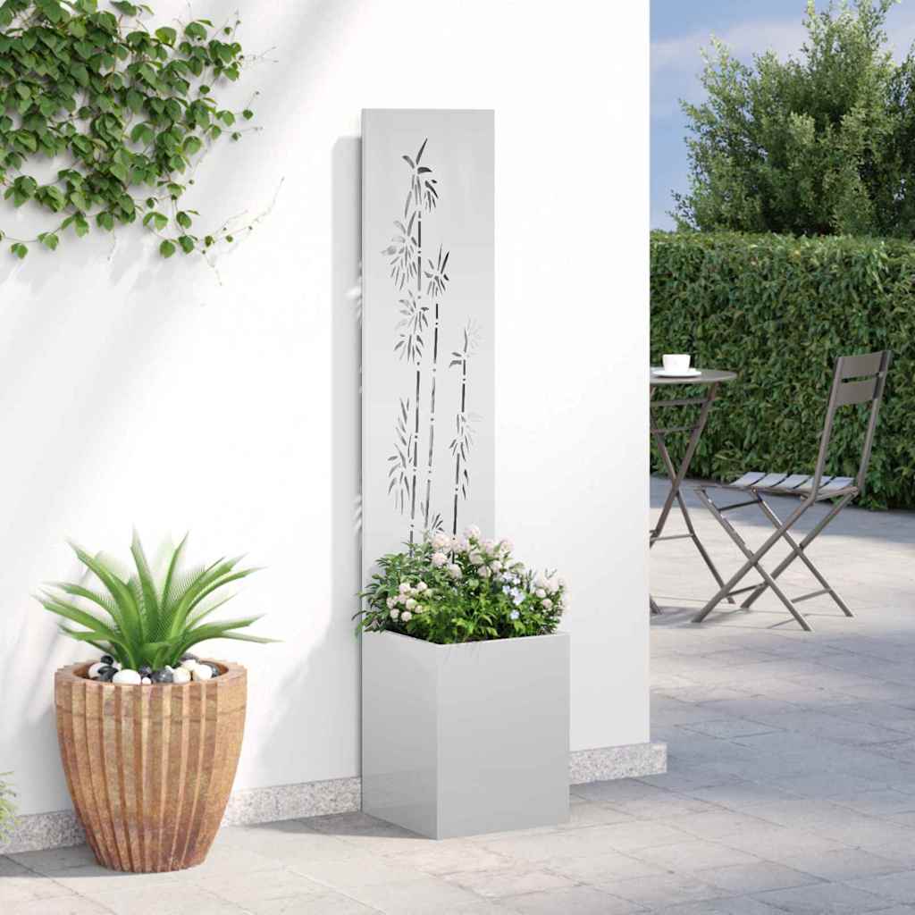 Jardinier avec Panneau Décoratif Argent 32 x 140 cm - XIOS