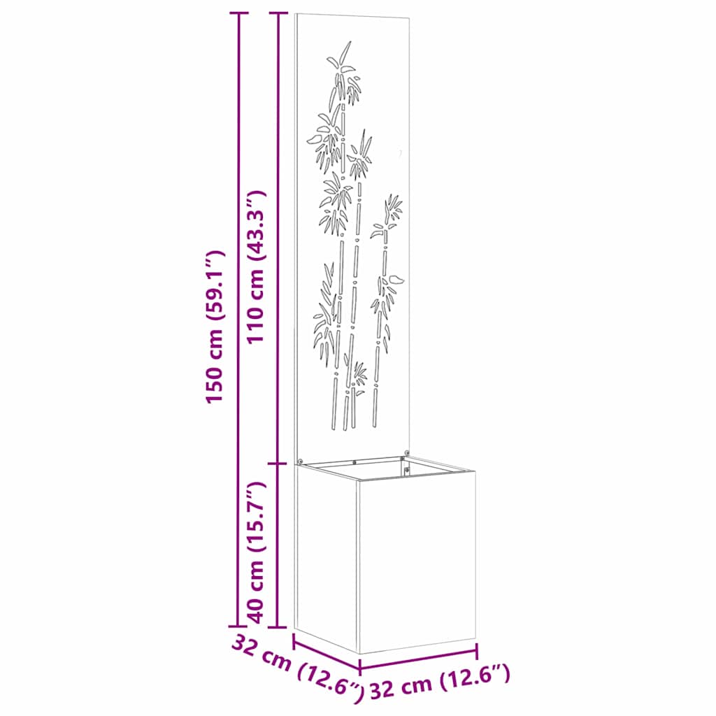 Jardinier avec Panneau Décoratif Argent 32 x 140 cm - XIOS