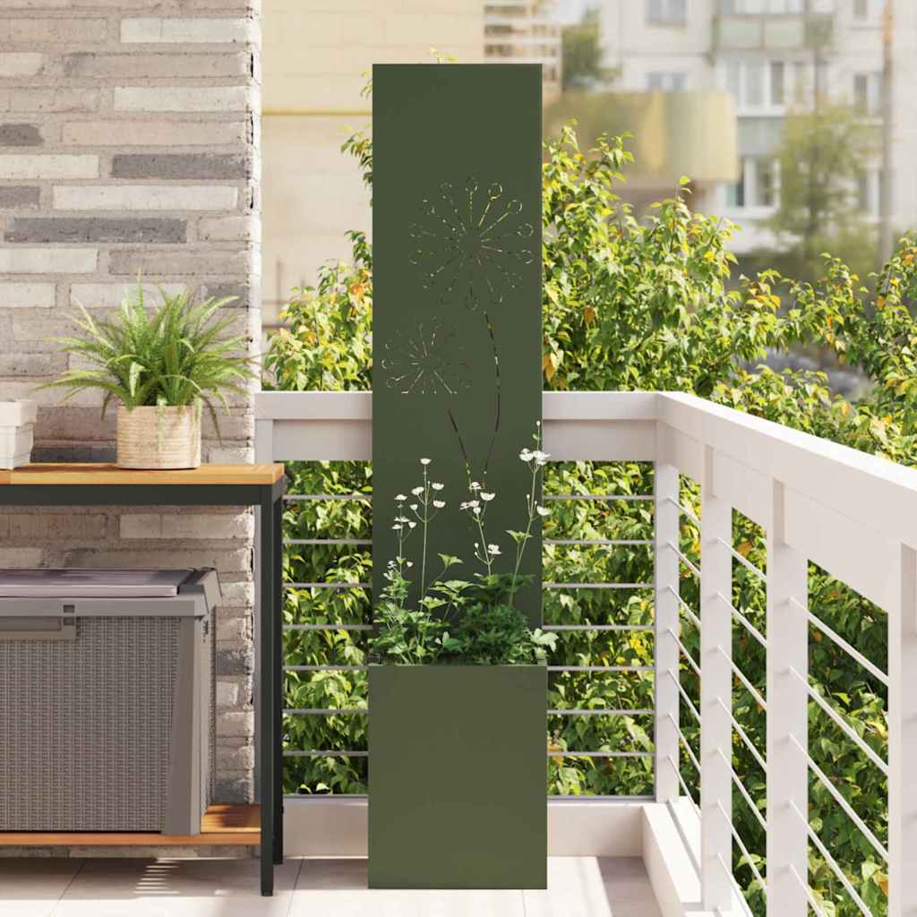 Jardinier avec Panneau Décoratif Vert olive 32 x 140 cm - XIOS