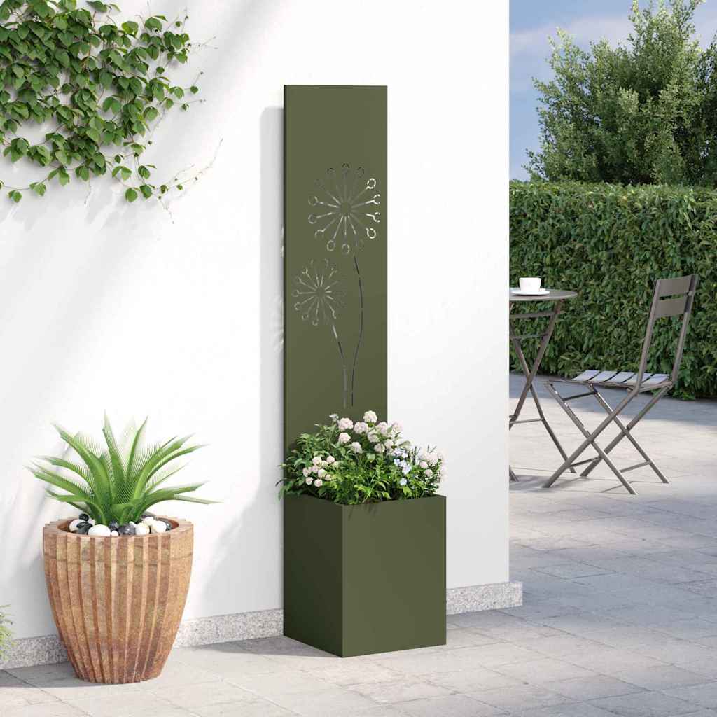 Jardinier avec Panneau Décoratif Vert olive 32 x 140 cm - XIOS
