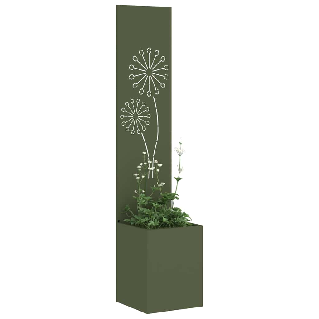 Jardinier avec Panneau Décoratif Vert olive 32 x 140 cm - XIOS