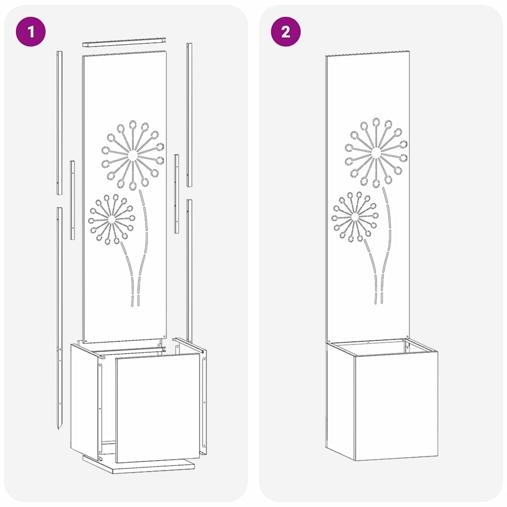 Jardinier avec Panneau Décoratif Argent 32 x 140 cm - XIOS