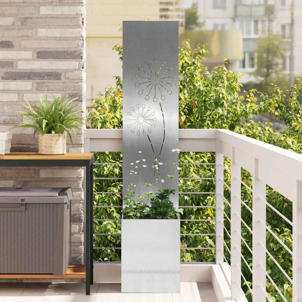 Jardinier avec Panneau Décoratif Argent 32 x 140 cm - XIOS