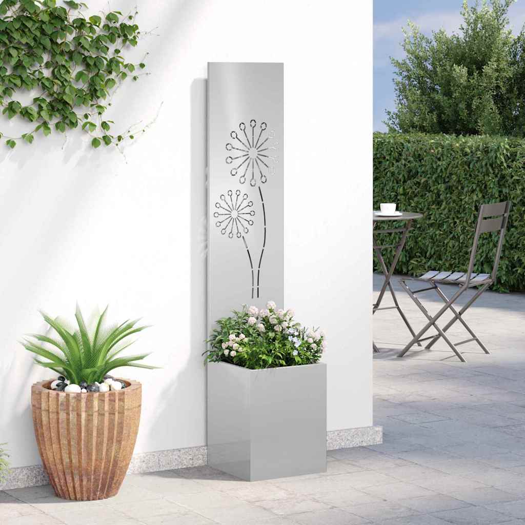 Jardinier avec Panneau Décoratif Argent 32 x 140 cm - XIOS