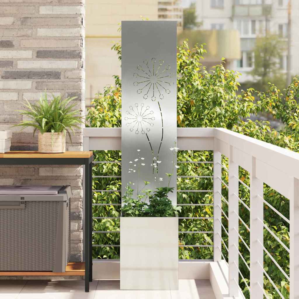 Jardinier avec Panneau Décoratif Argent 32 x 140 cm - XIOS