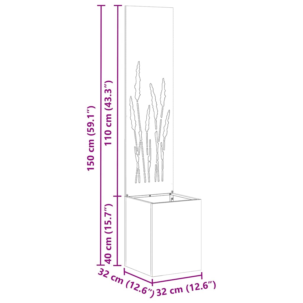 Jardinier avec Panneau Décoratif Blanc 32 x 140 cm - XIOS