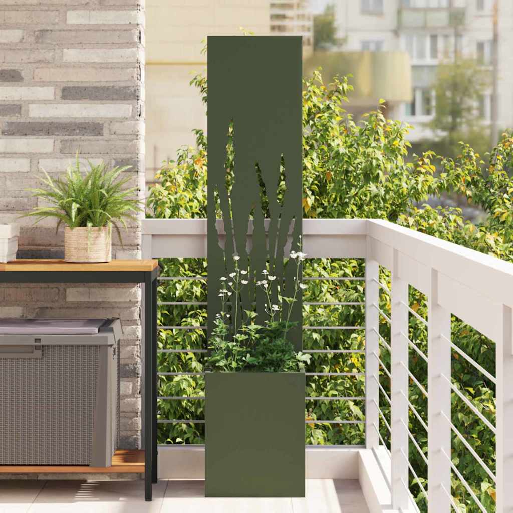 Jardinier avec Panneau Décoratif Vert olive 32 x 140 cm - XIOS