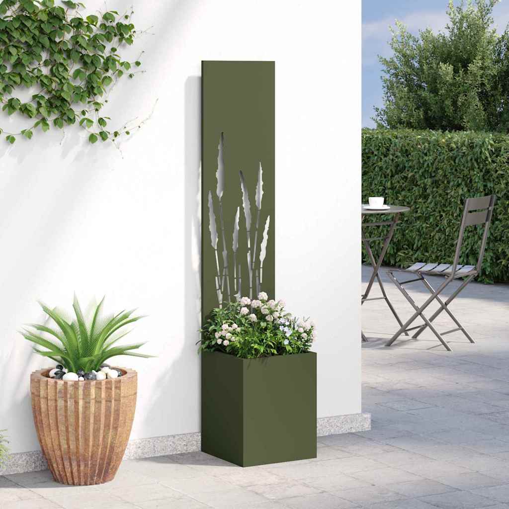 Jardinier avec Panneau Décoratif Vert olive 32 x 140 cm - XIOS