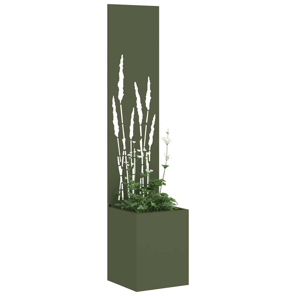 Jardinier avec Panneau Décoratif Vert olive 32 x 140 cm - XIOS