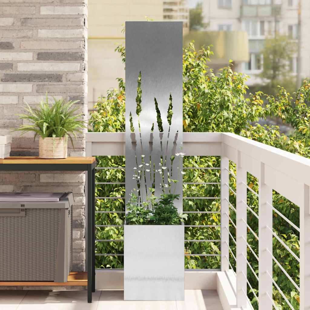 Jardinier avec Panneau Décoratif Argent 32 x 140 cm - XIOS