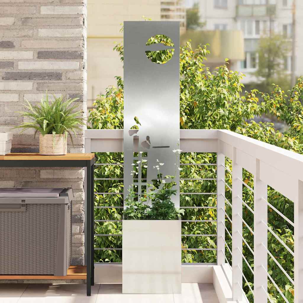 Jardinier avec Panneau Décoratif Argent 32 x 140 cm - XIOS