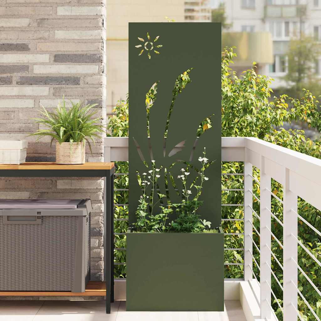 Jardinier avec Panneau Décoratif Vert olive 50 x 140 cm - XIOS