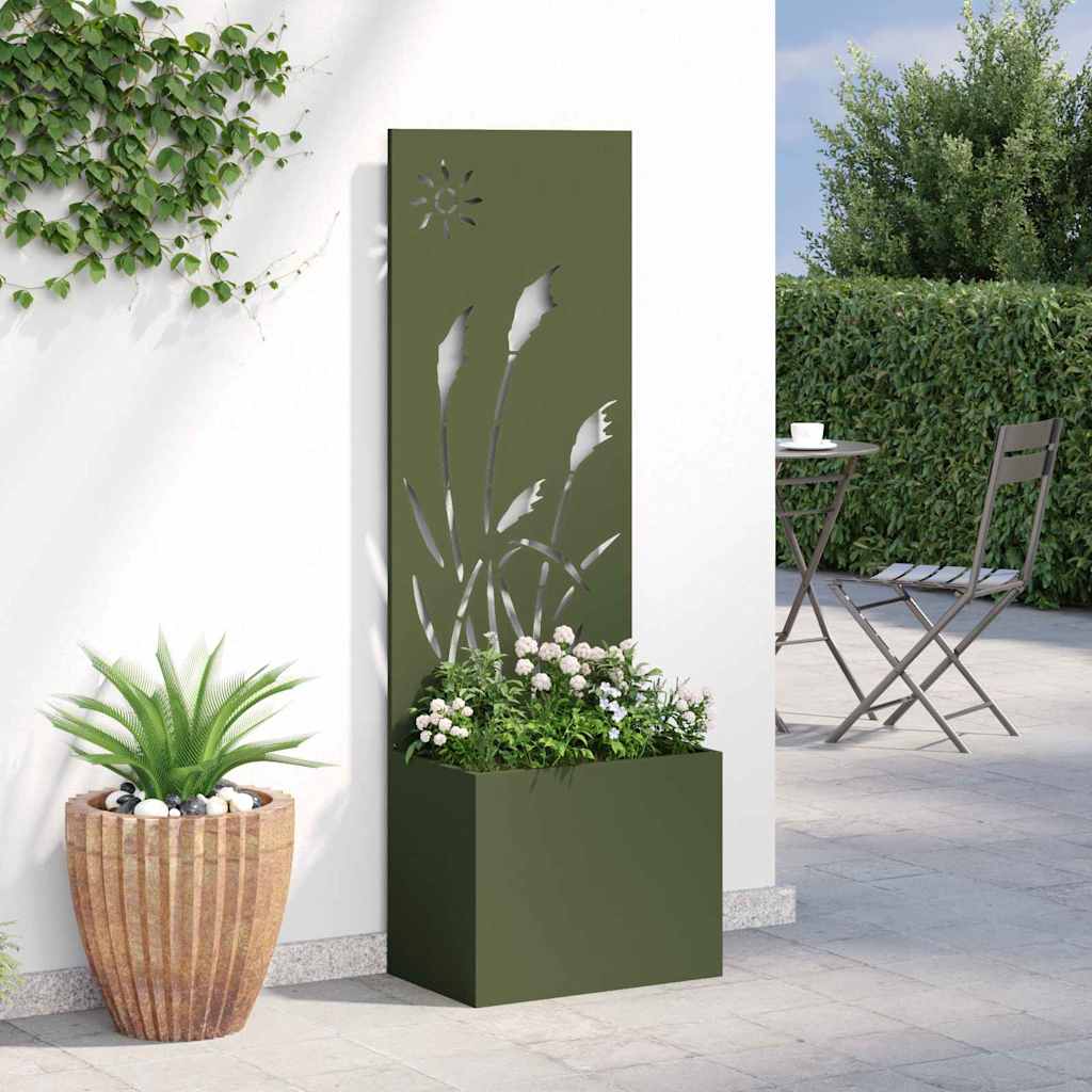 Jardinier avec Panneau Décoratif Vert olive 50 x 140 cm - XIOS
