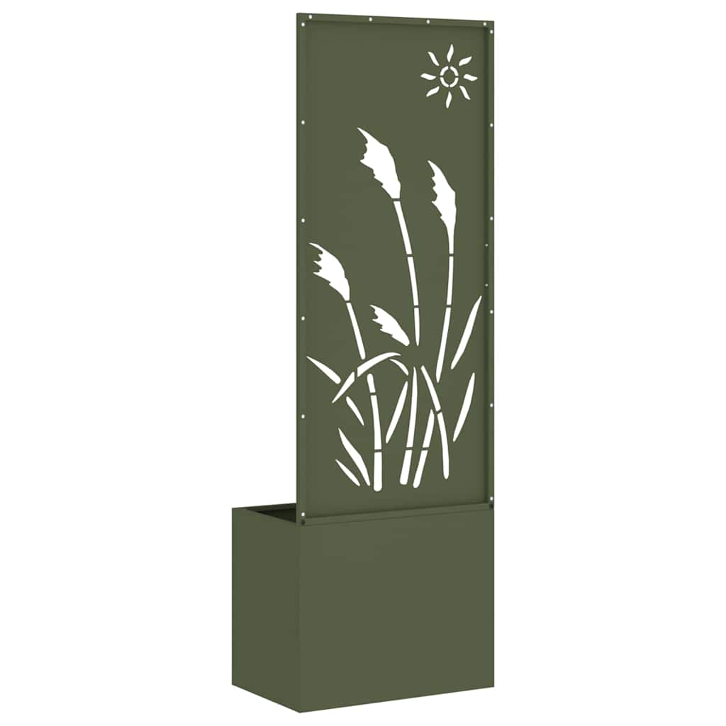 Jardinier avec Panneau Décoratif Vert olive 50 x 140 cm - XIOS
