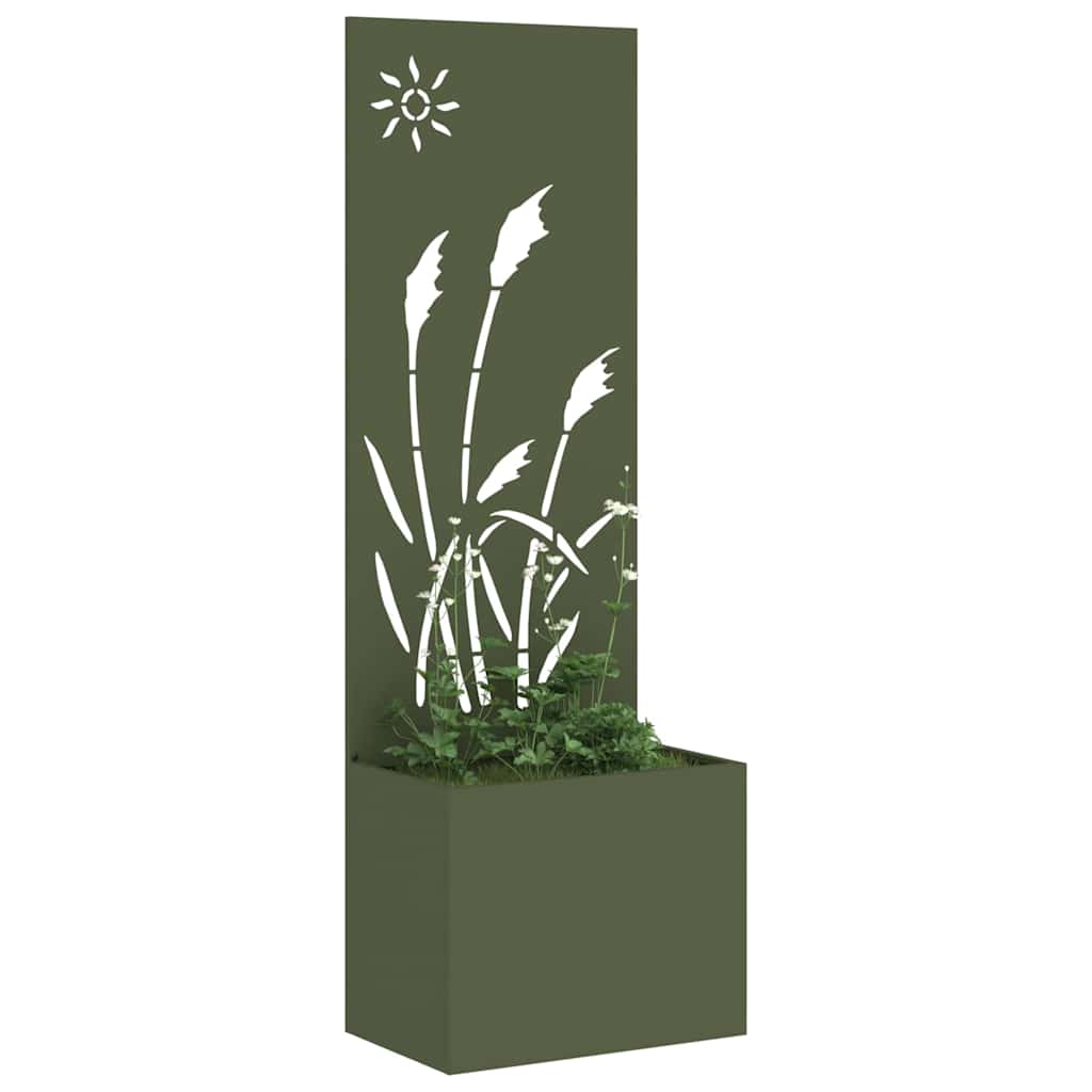 Jardinier avec Panneau Décoratif Vert olive 50 x 140 cm - XIOS