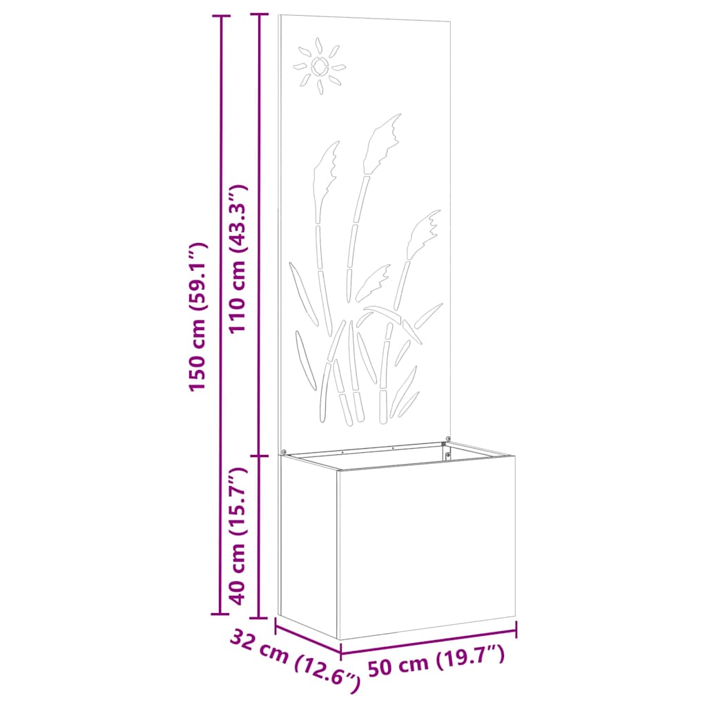 Jardinier avec Panneau Décoratif Vert olive 50 x 140 cm - XIOS