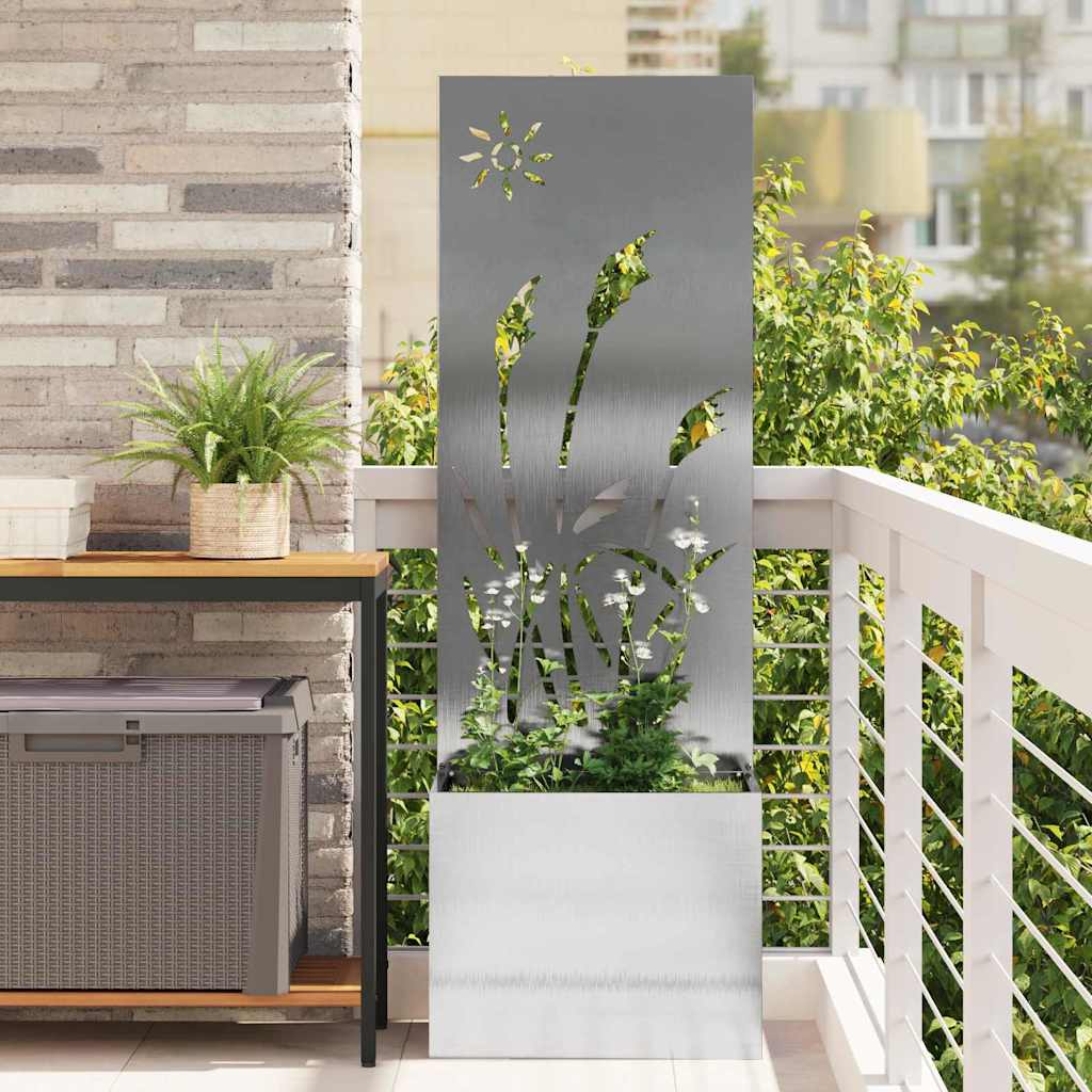 Jardinier avec Panneau Décoratif Argent 50 x 140 cm - XIOS