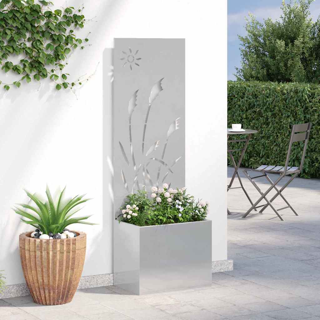 Jardinier avec Panneau Décoratif Argent 50 x 140 cm - XIOS