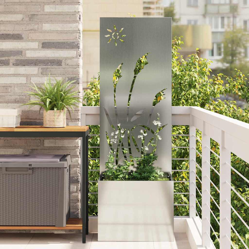 Jardinier avec Panneau Décoratif Argent 50 x 140 cm - XIOS