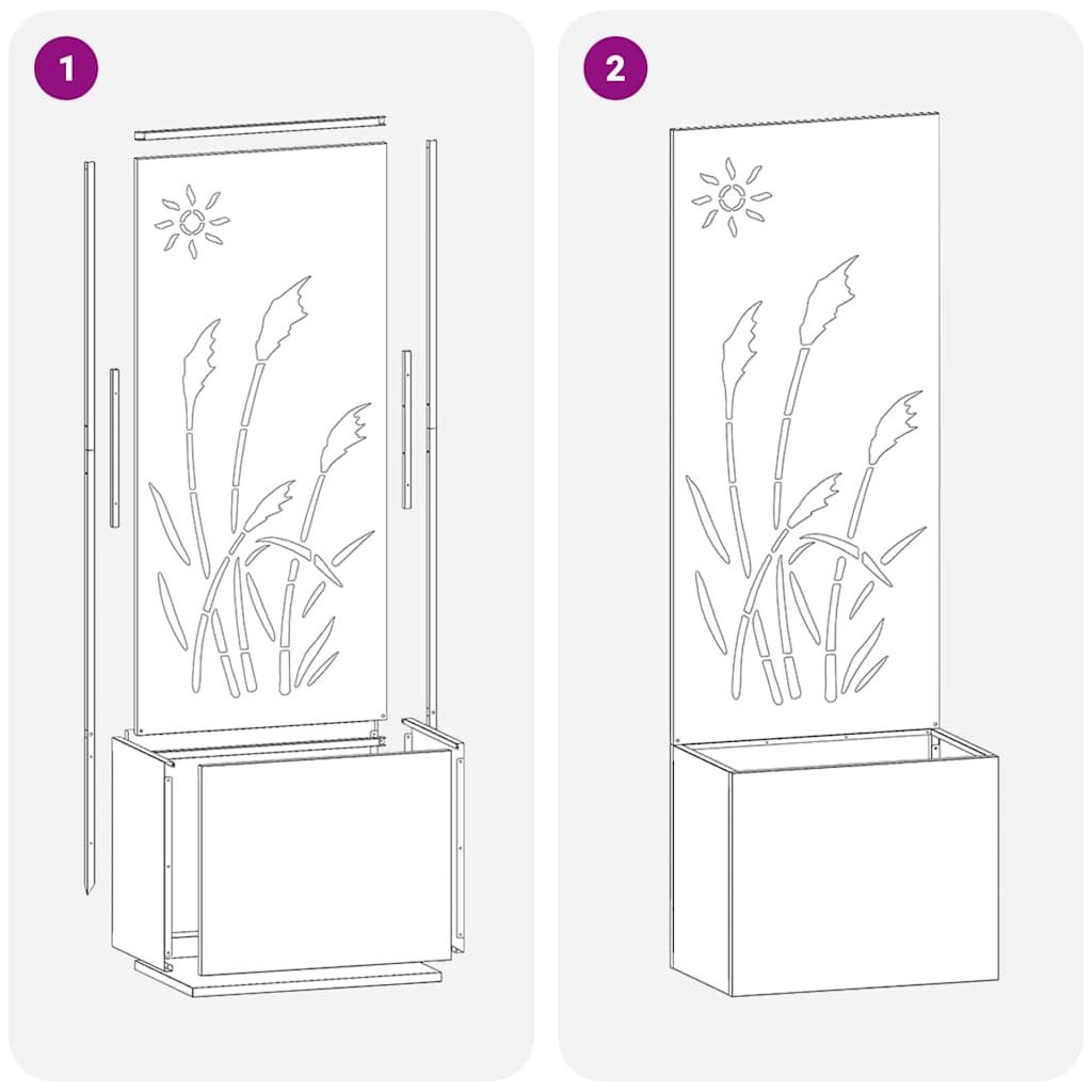 Jardinier avec Panneau Décoratif Rouillé 50 x 140 cm - XIOS