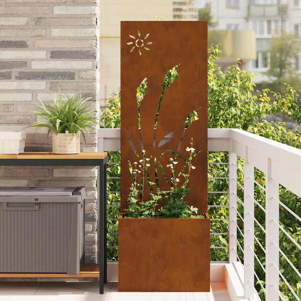 Jardinier avec Panneau Décoratif Rouillé 50 x 140 cm - XIOS