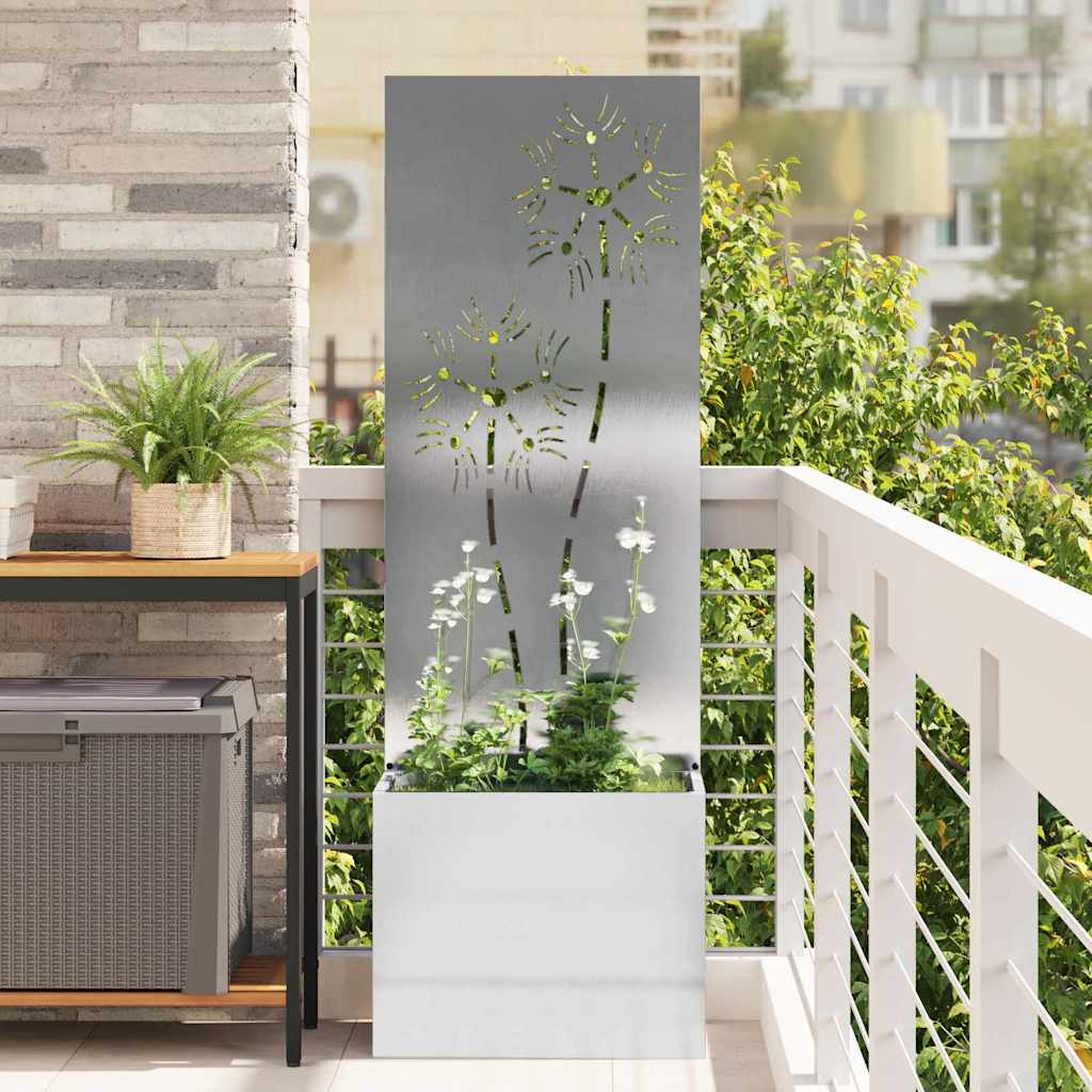 Jardinier avec Panneau Décoratif Argent 50 x 140 cm - XIOS