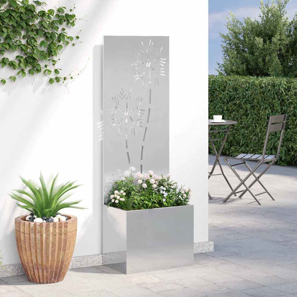 Jardinier avec Panneau Décoratif Argent 50 x 140 cm - XIOS