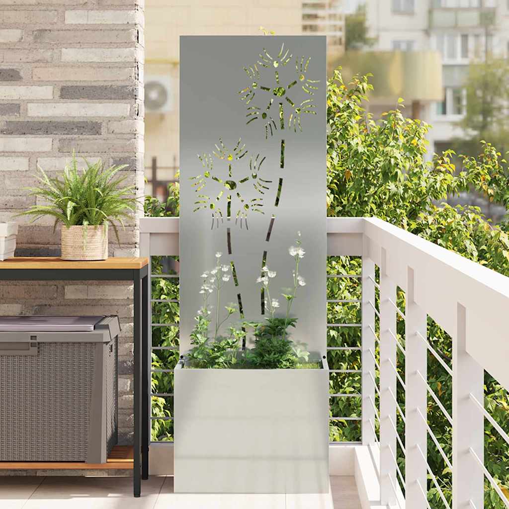 Jardinier avec Panneau Décoratif Argent 50 x 140 cm - XIOS
