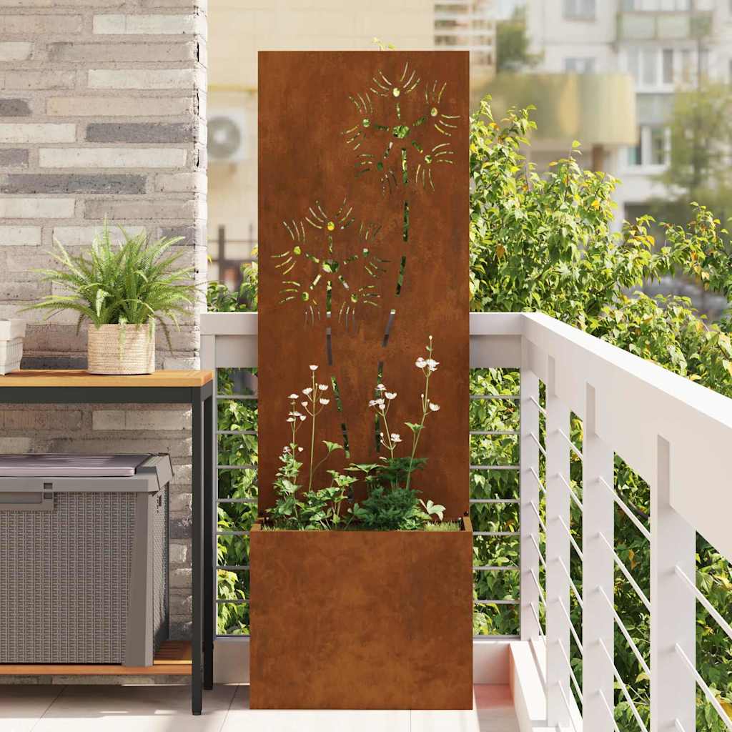 Jardinier avec Panneau Décoratif Rouillé 50 x 140 cm - XIOS