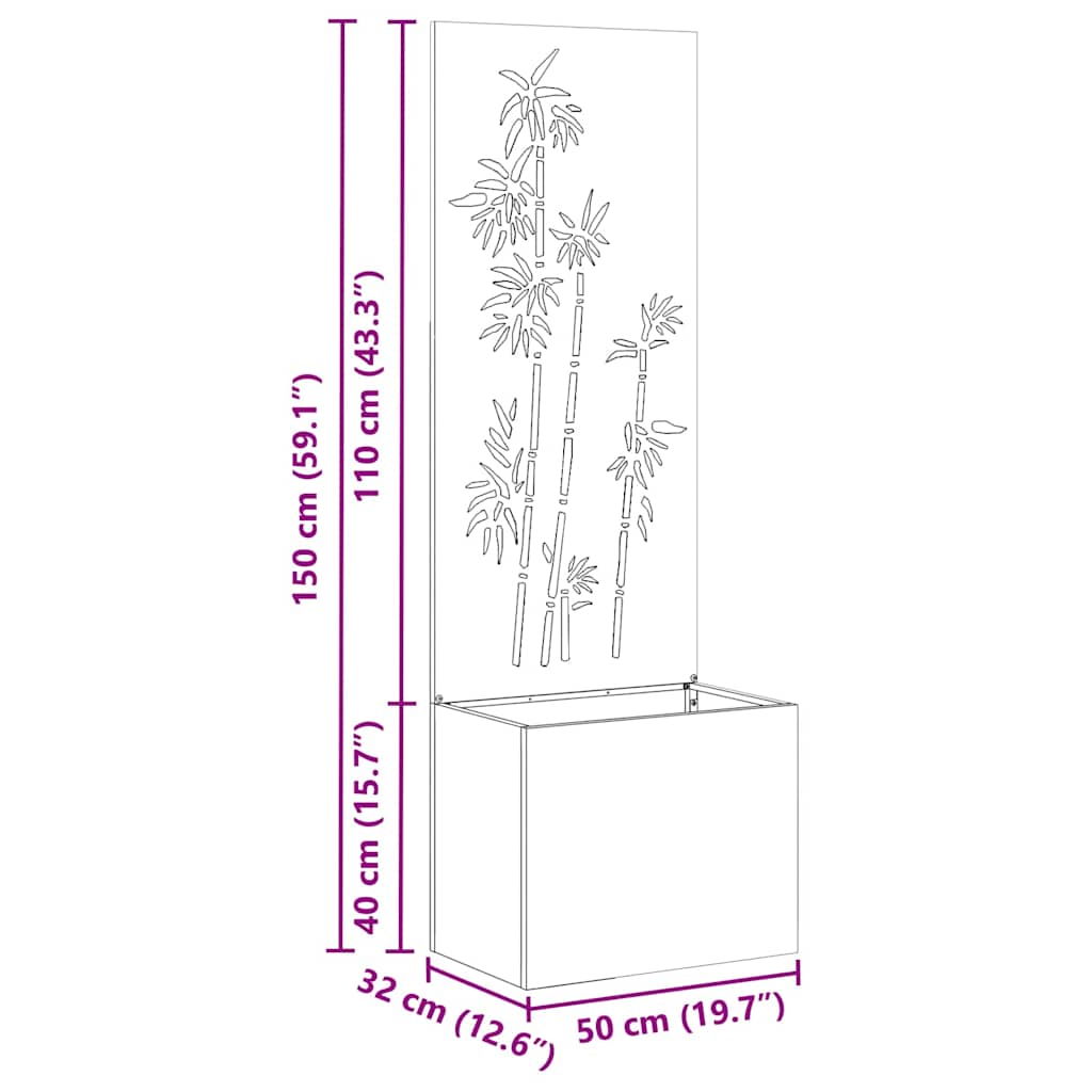 Jardinier avec Panneau Décoratif Vert olive 50 x 140 cm - XIOS