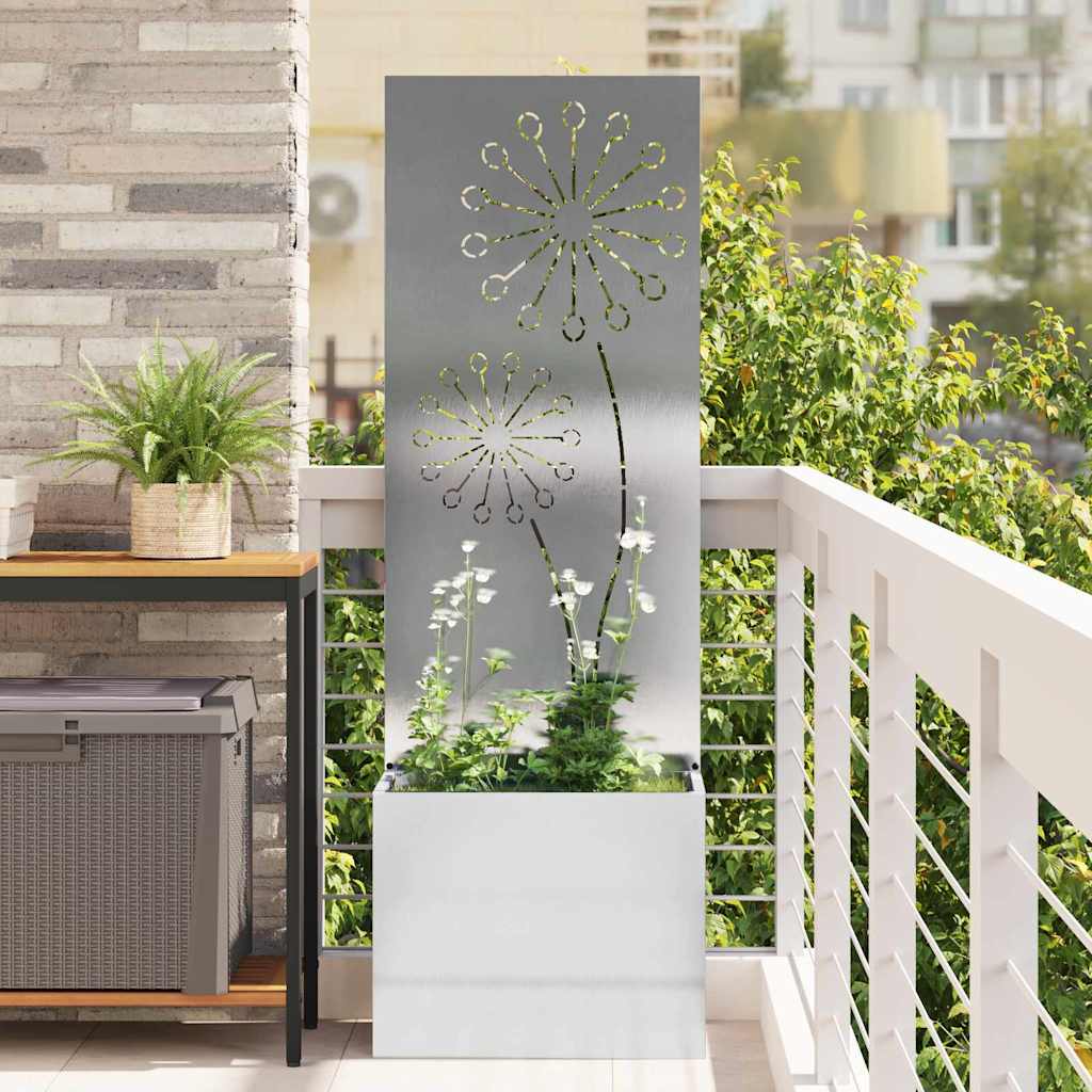 Jardinier avec Panneau Décoratif Argent 50 x 140 cm - XIOS