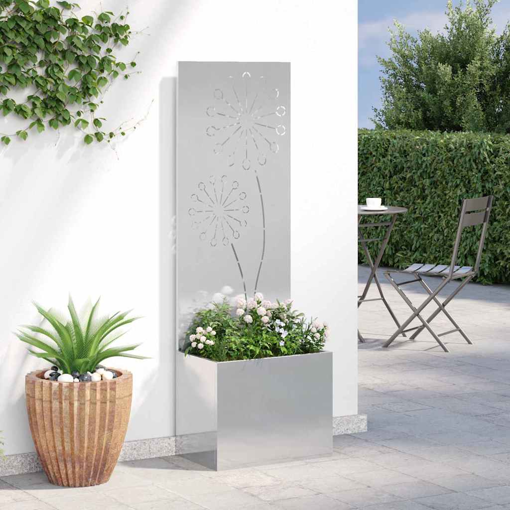 Jardinier avec Panneau Décoratif Argent 50 x 140 cm - XIOS