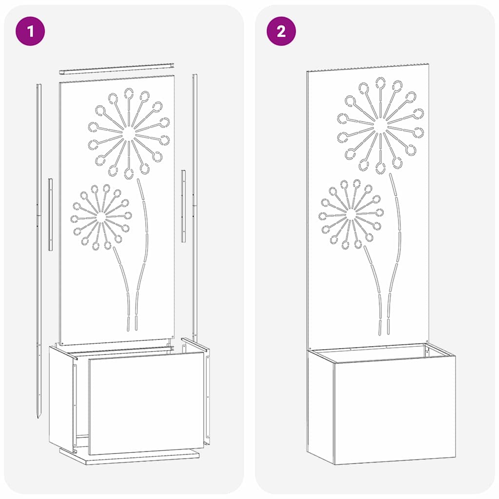 Jardinier avec Panneau Décoratif Argent 50 x 140 cm - XIOS