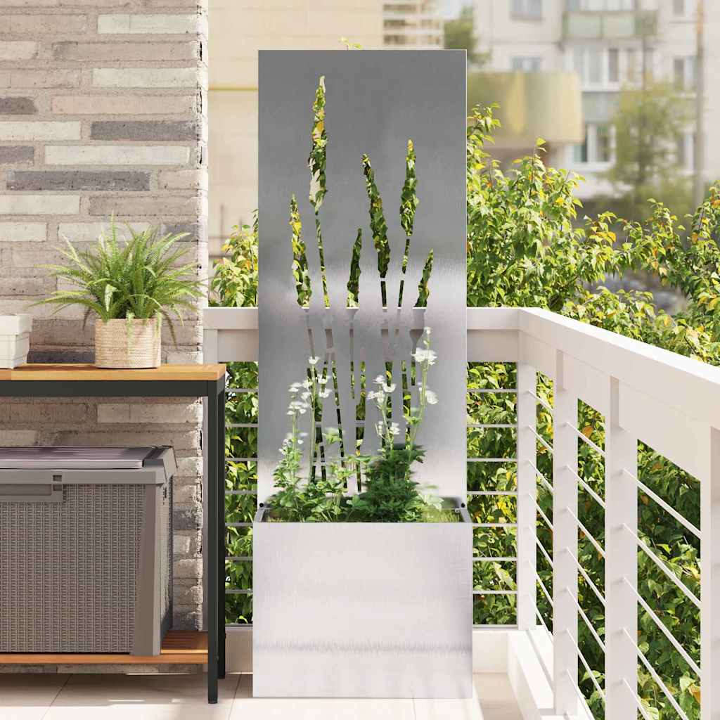 Jardinier avec Panneau Décoratif Argent 50 x 140 cm - XIOS