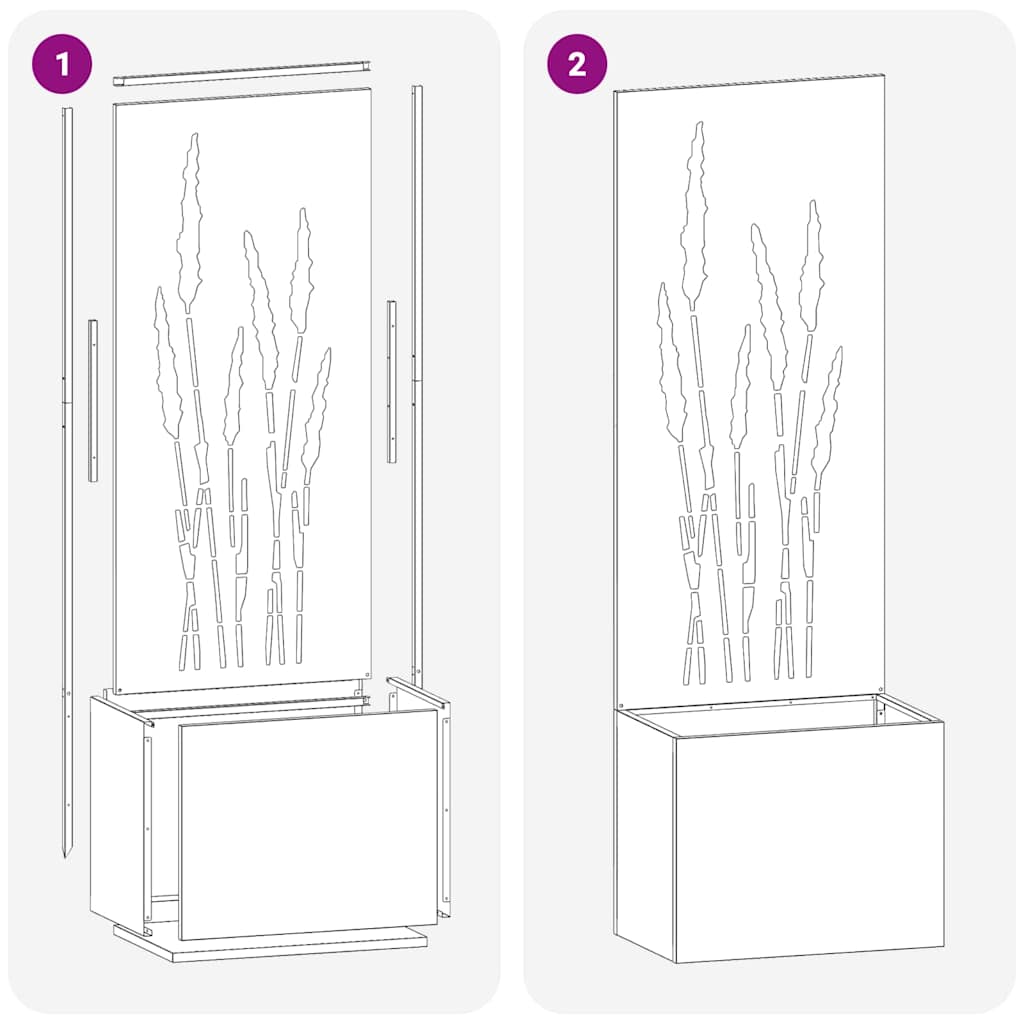 Jardinier avec Panneau Décoratif Rouillé 50 x 140 cm - XIOS
