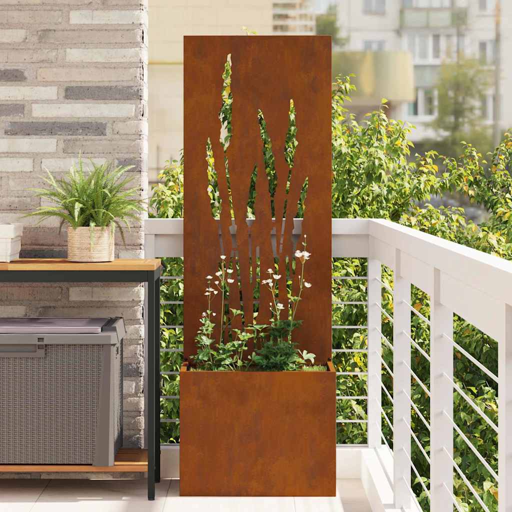 Jardinier avec Panneau Décoratif Rouillé 50 x 140 cm - XIOS