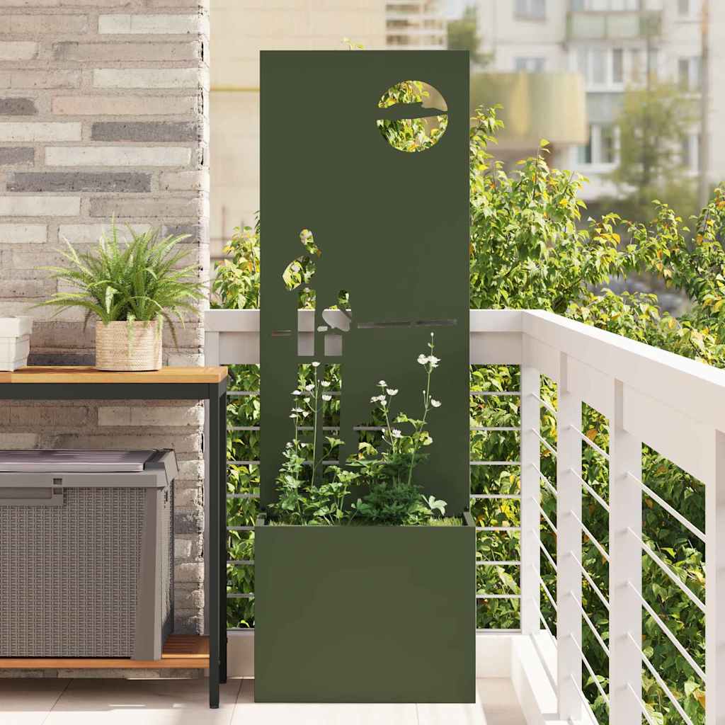 Jardinier avec Panneau Décoratif Vert olive 50 x 140 cm - XIOS