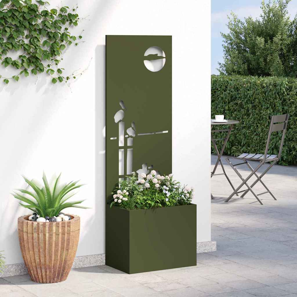 Jardinier avec Panneau Décoratif Vert olive 50 x 140 cm - XIOS