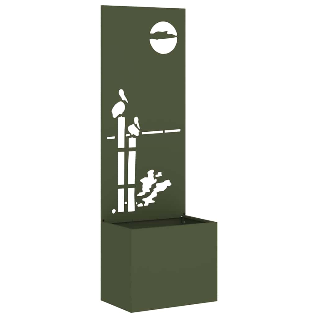 Jardinier avec Panneau Décoratif Vert olive 50 x 140 cm - XIOS