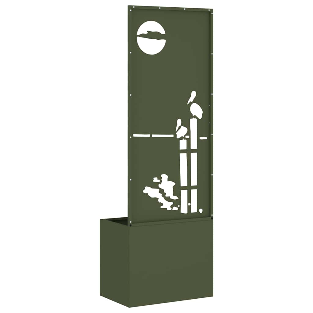 Jardinier avec Panneau Décoratif Vert olive 50 x 140 cm - XIOS