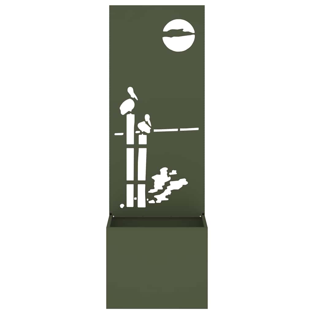 Jardinier avec Panneau Décoratif Vert olive 50 x 140 cm - XIOS