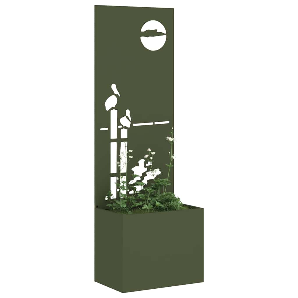Jardinier avec Panneau Décoratif Vert olive 50 x 140 cm - XIOS