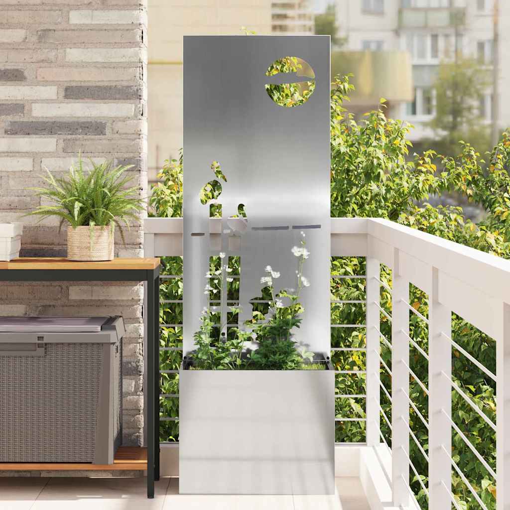 Jardinier avec Panneau Décoratif Argent 50 x 140 cm - XIOS