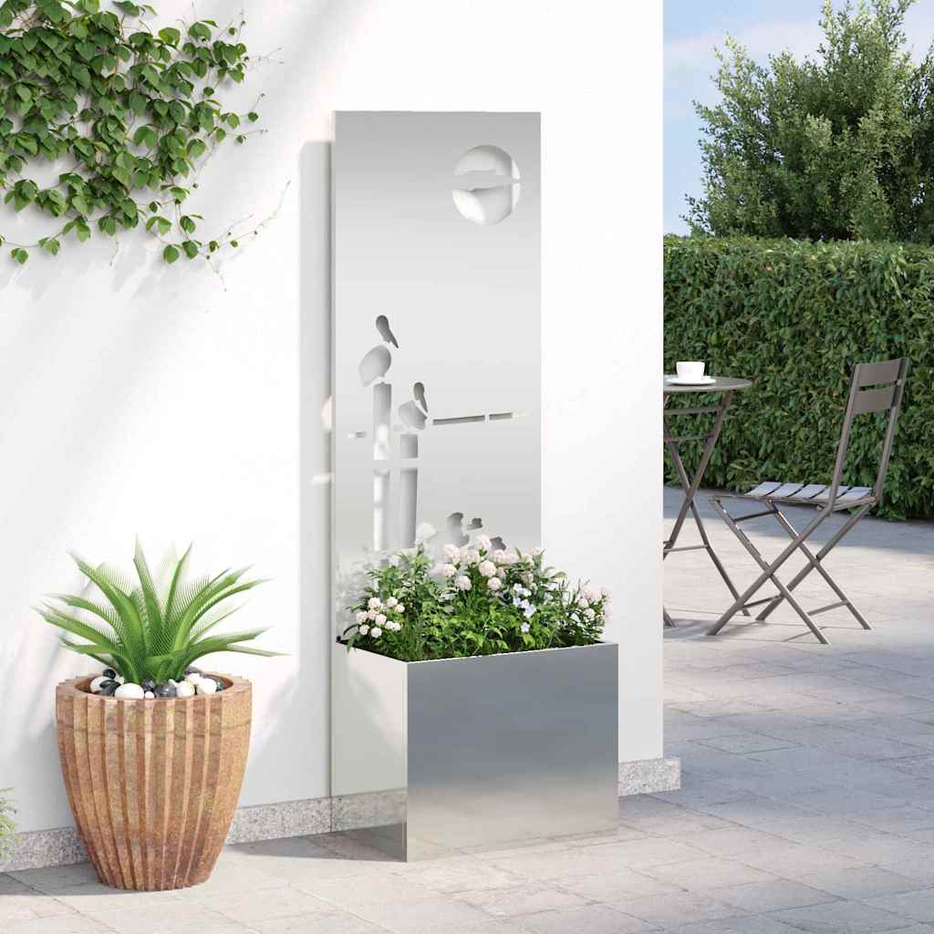 Jardinier avec Panneau Décoratif Argent 50 x 140 cm - XIOS