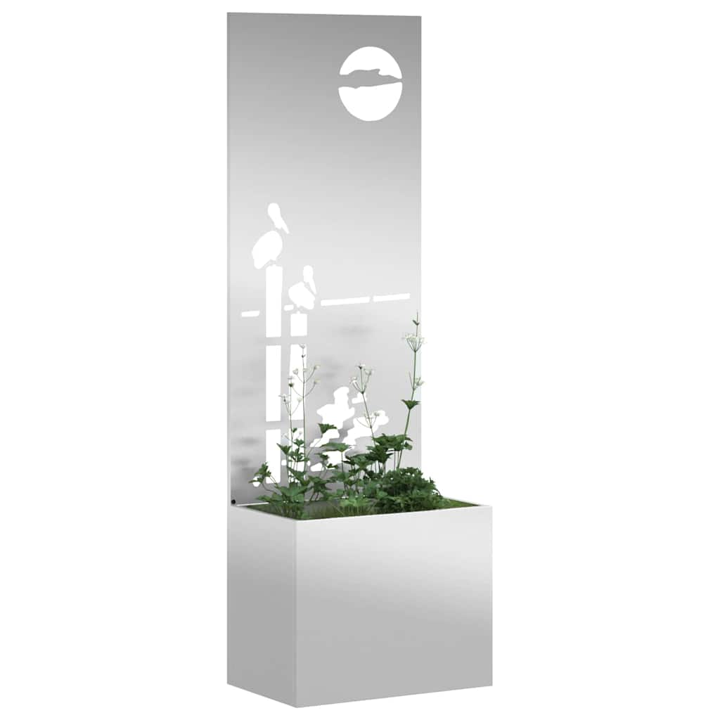 Jardinier avec Panneau Décoratif Argent 50 x 140 cm - XIOS