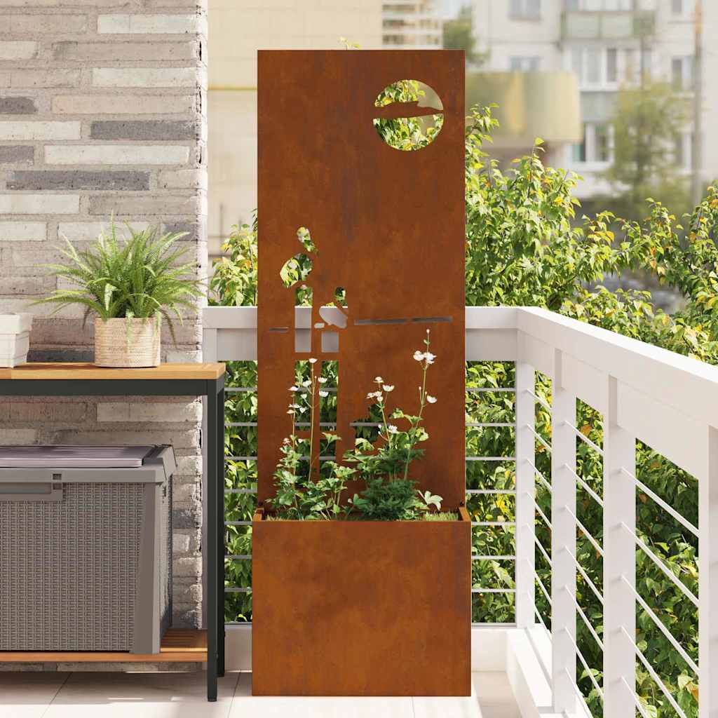 Jardinier avec Panneau Décoratif Rouillé 50 x 140 cm - XIOS