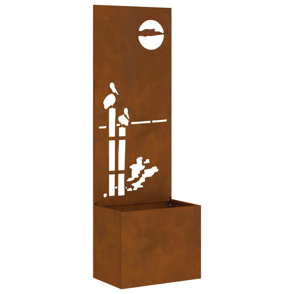 Jardinier avec Panneau Décoratif Rouillé 50 x 140 cm - XIOS