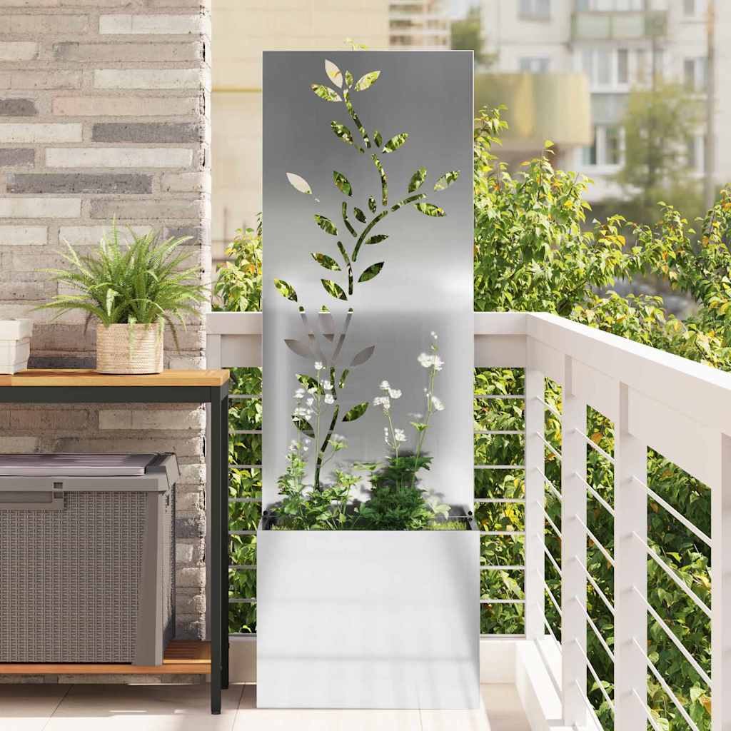 Jardinier avec Panneau Décoratif Argent 50 x 140 cm - XIOS